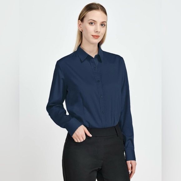 NWT Button Down Long Sleeve Bodysuit Navy Blue Size S - Picture 11 of 13